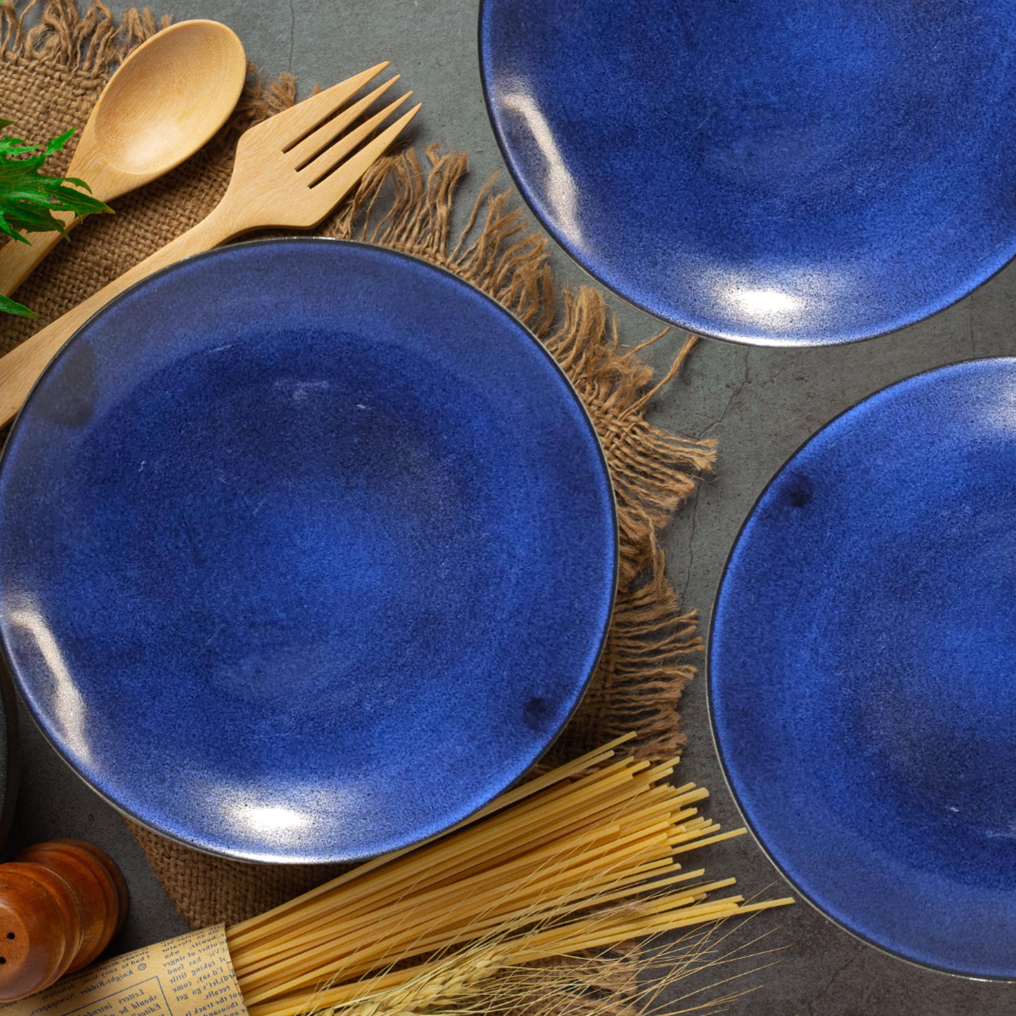 Ceramic Dark Blue Snack Plate (Set of 2)