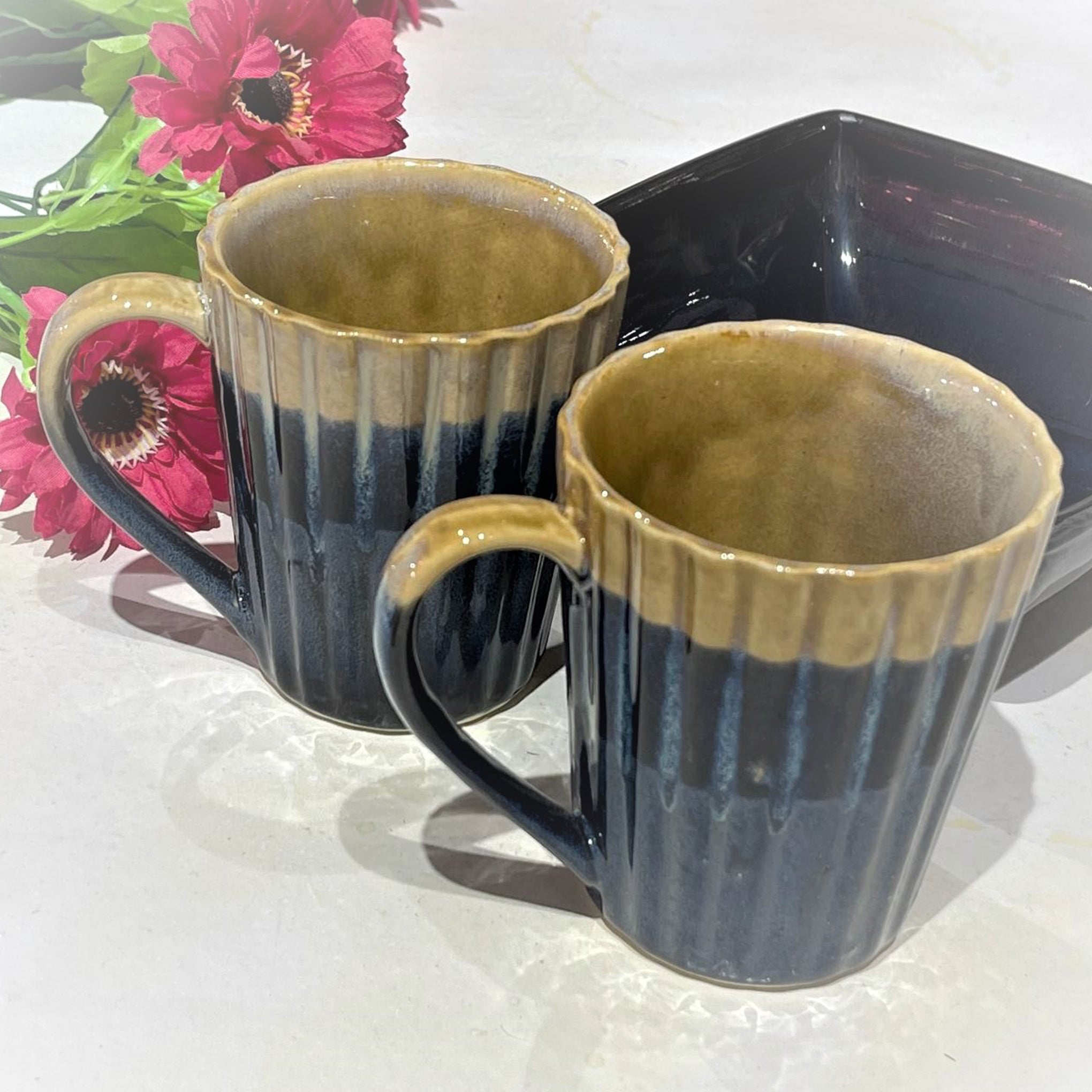 Blue Multi Ceramic Mugs (Set of 4)