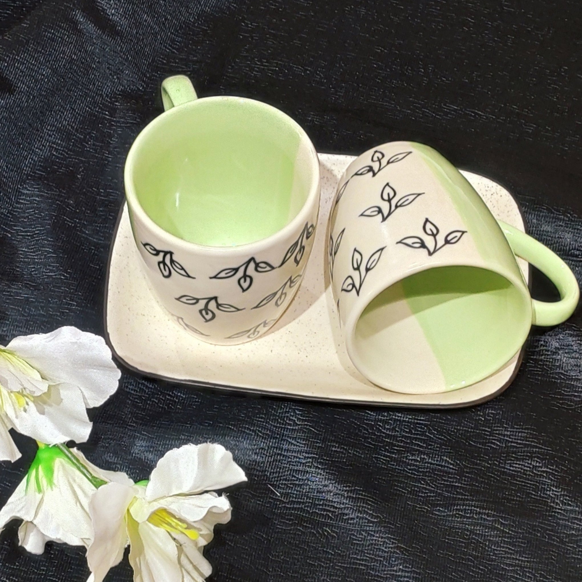 Green Ceramic Mugs (Set of 4)