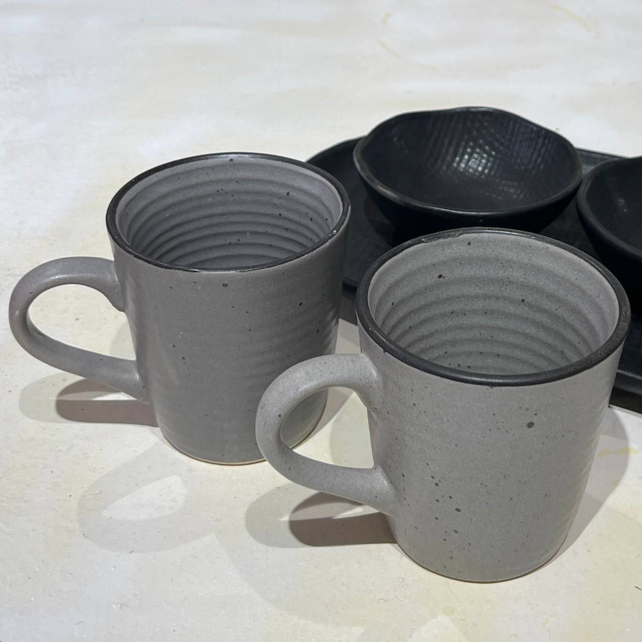 Grey Ceramic Mugs(Set of 4)