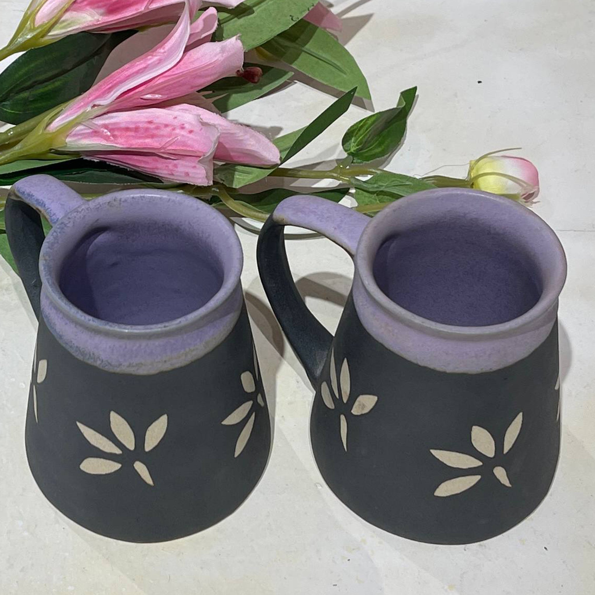 Purple Ceramic Mugs (Set of 4)