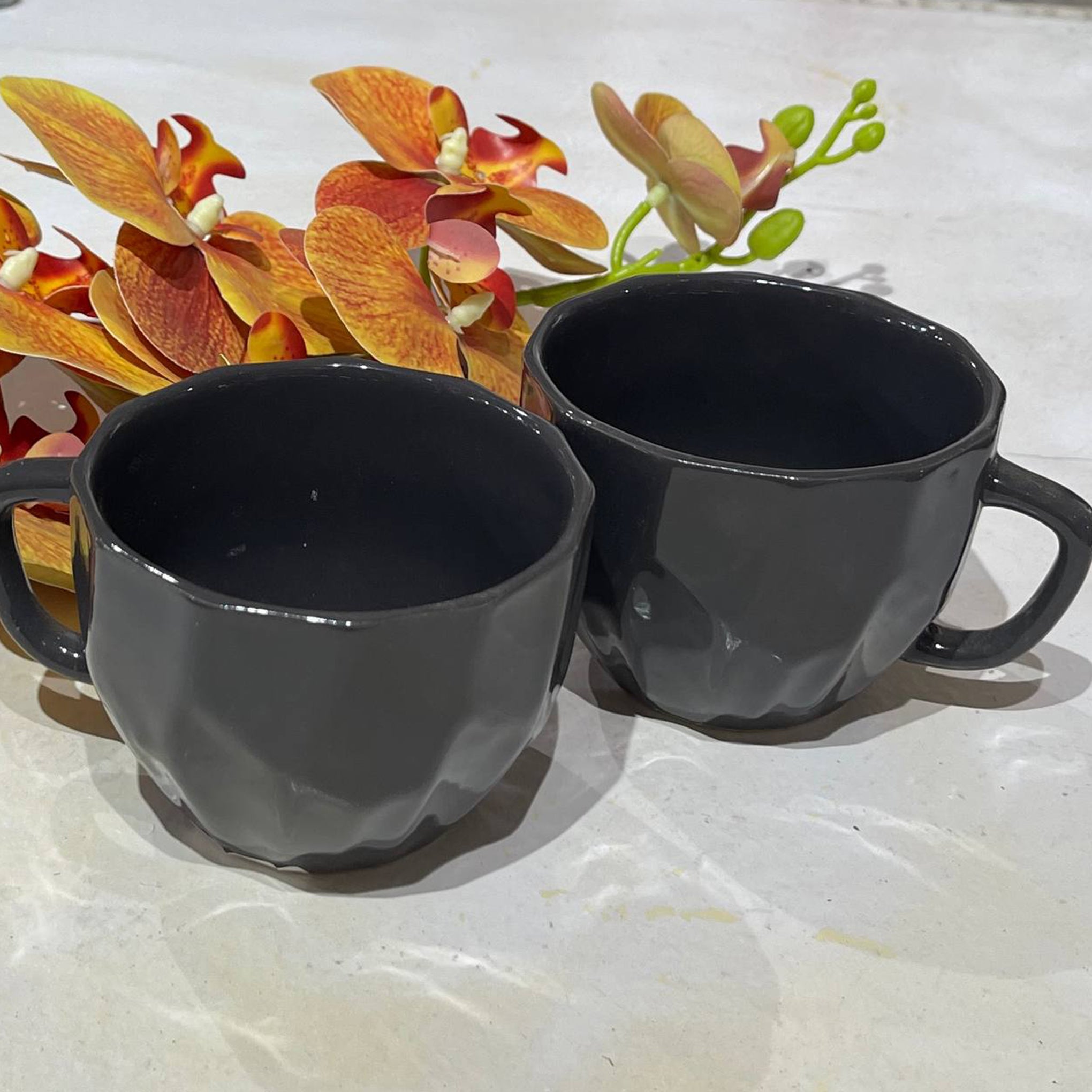 Black Ceramic Tea cups (Set of 6)
