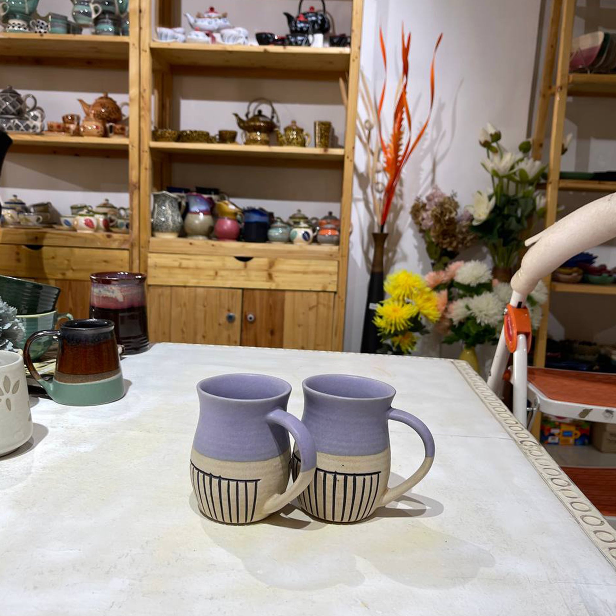 Lavender Ceramic Mugs (Set of 4)