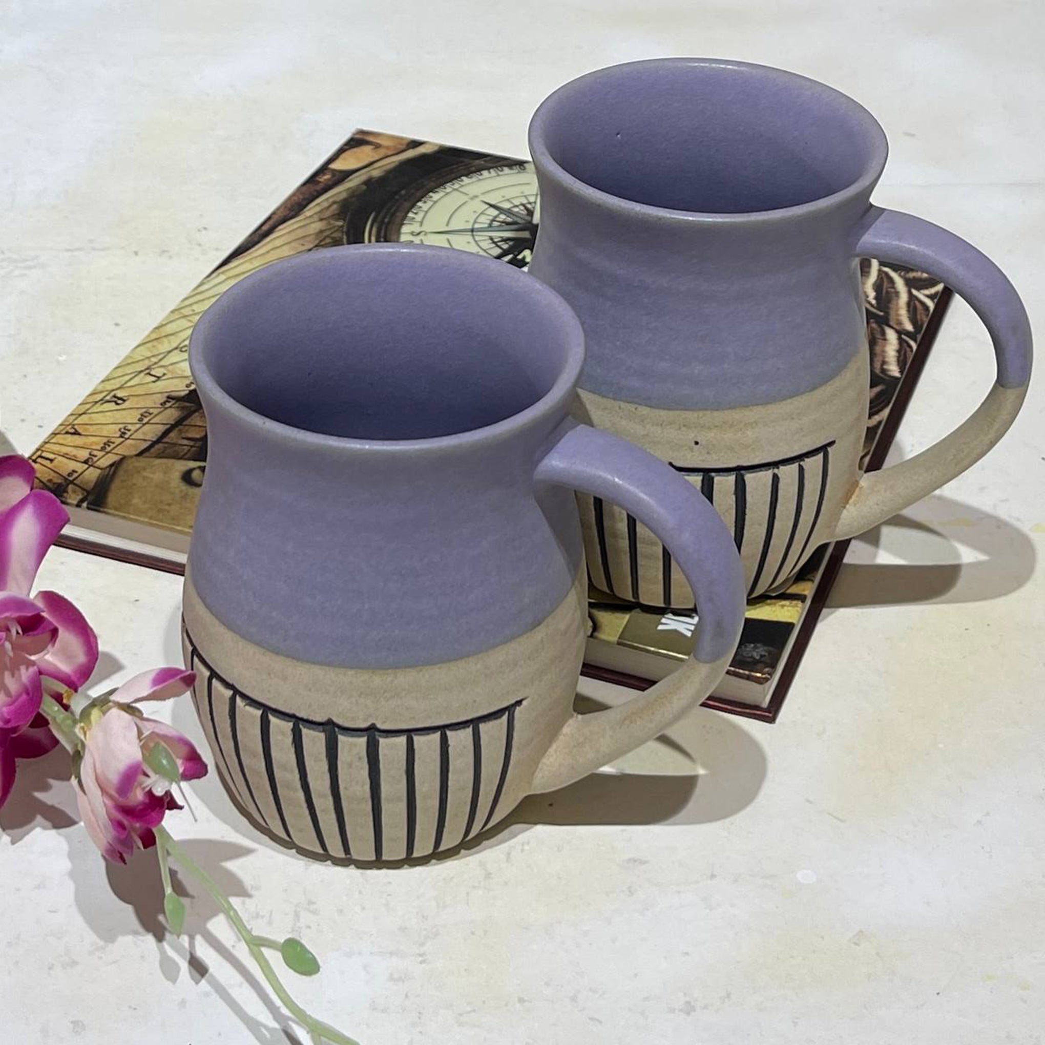 Lavender Ceramic Mugs (Set of 4)