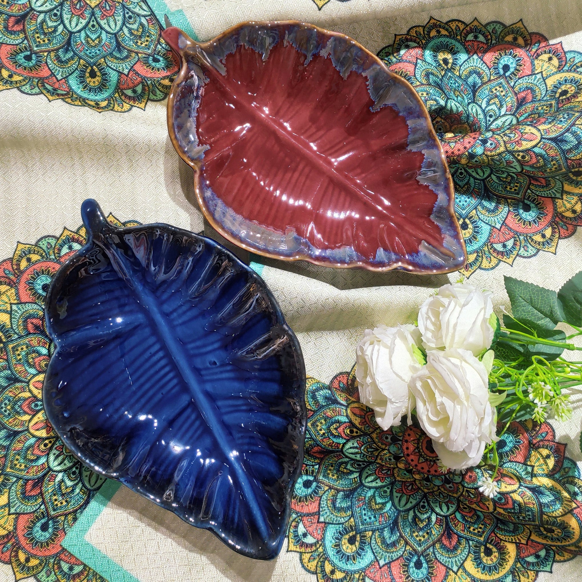 Mehran Premium Ceramic leaf Shaped Platter
