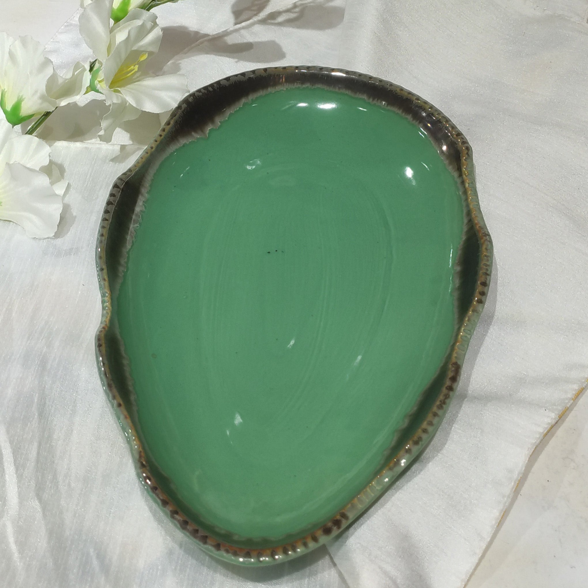 Vintage Light Green Oval Shaped Platter