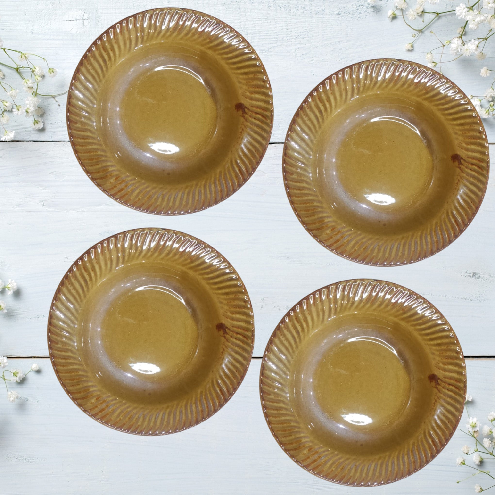 Brown Ceramic Pasta Plates (Set of 4)