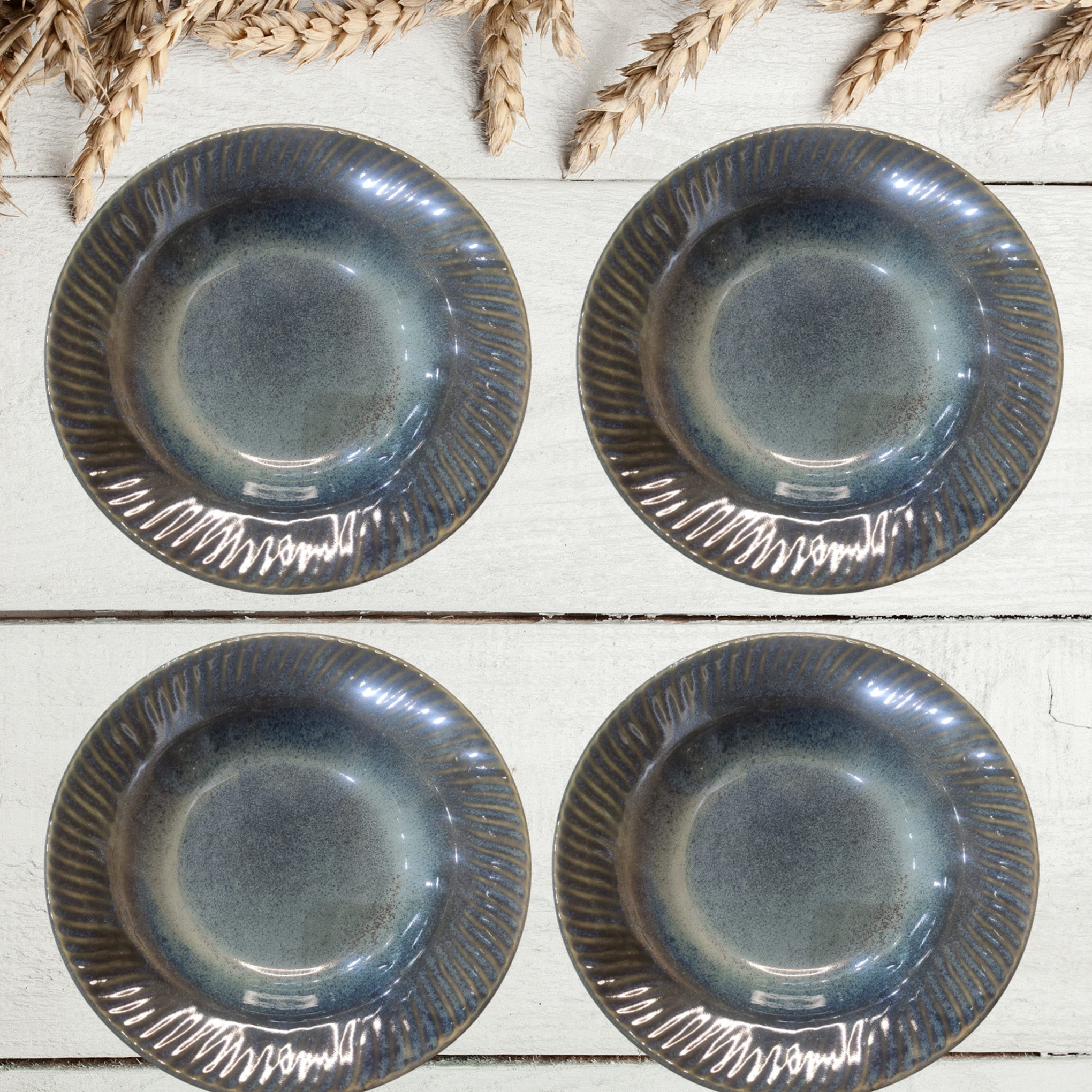 Green Ceramic Plates (Set of 4)