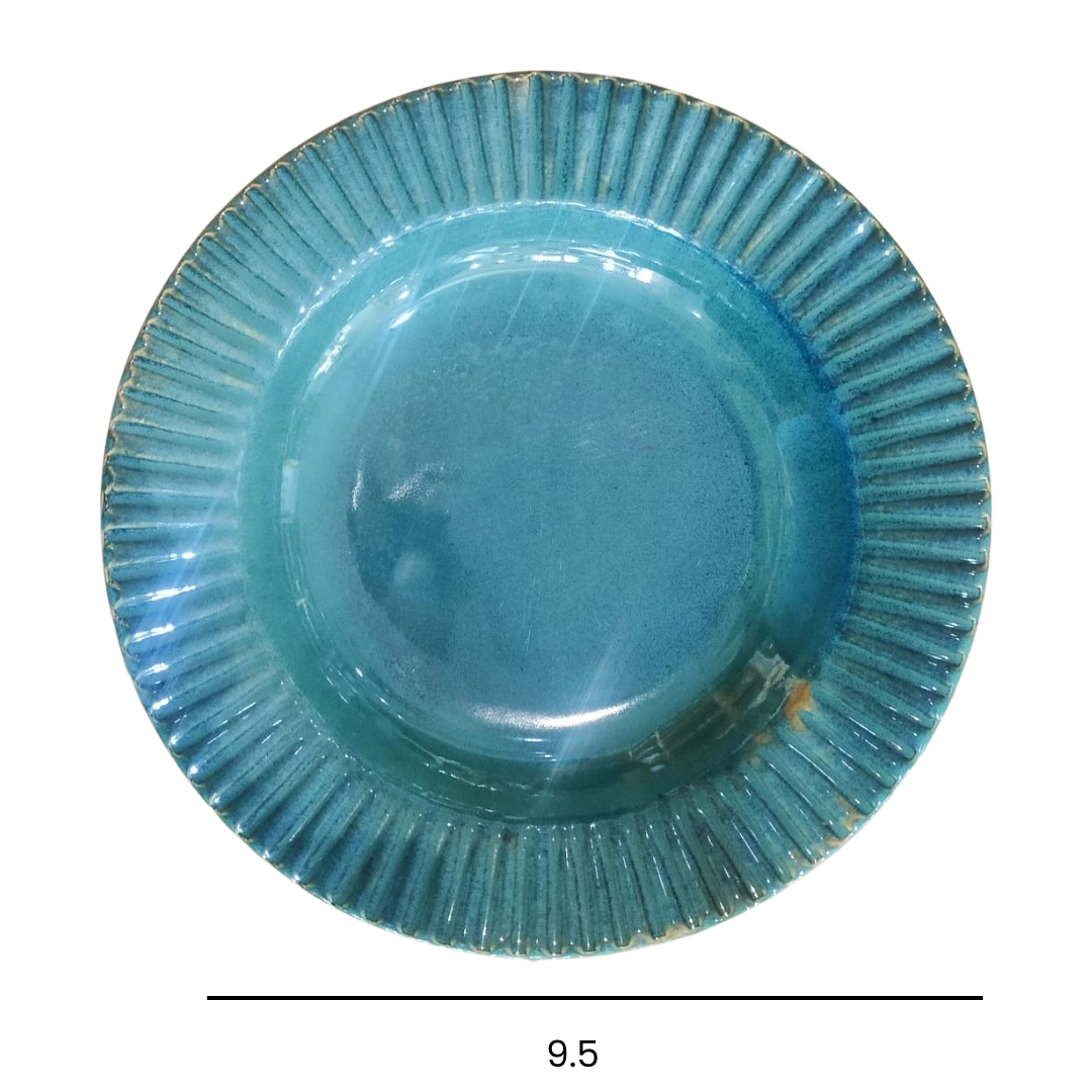 Medium Blue Pasta Ceramic Plates (Set of 2)