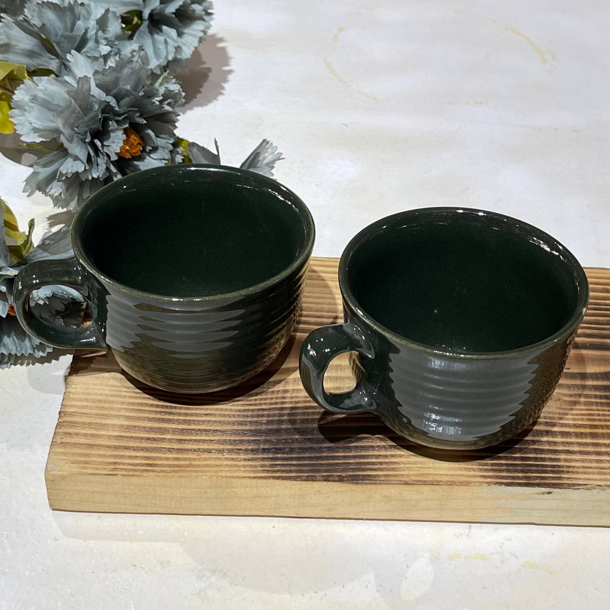 Green Ceramic Tea cups (Set of 6)