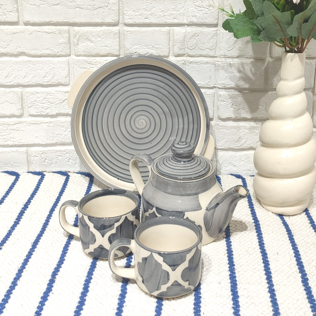 Ceramic Kettle Tray Set  (Set of 4pcs)