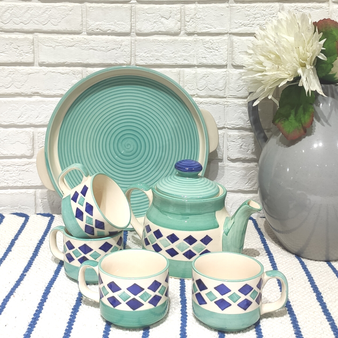 Hand-painted Kettle Tray Set (Set of 6pcs)