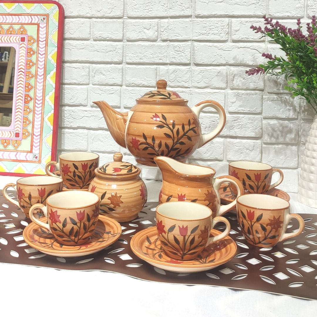 Handpainted Ceramic Kettle Sets (Set of 15)