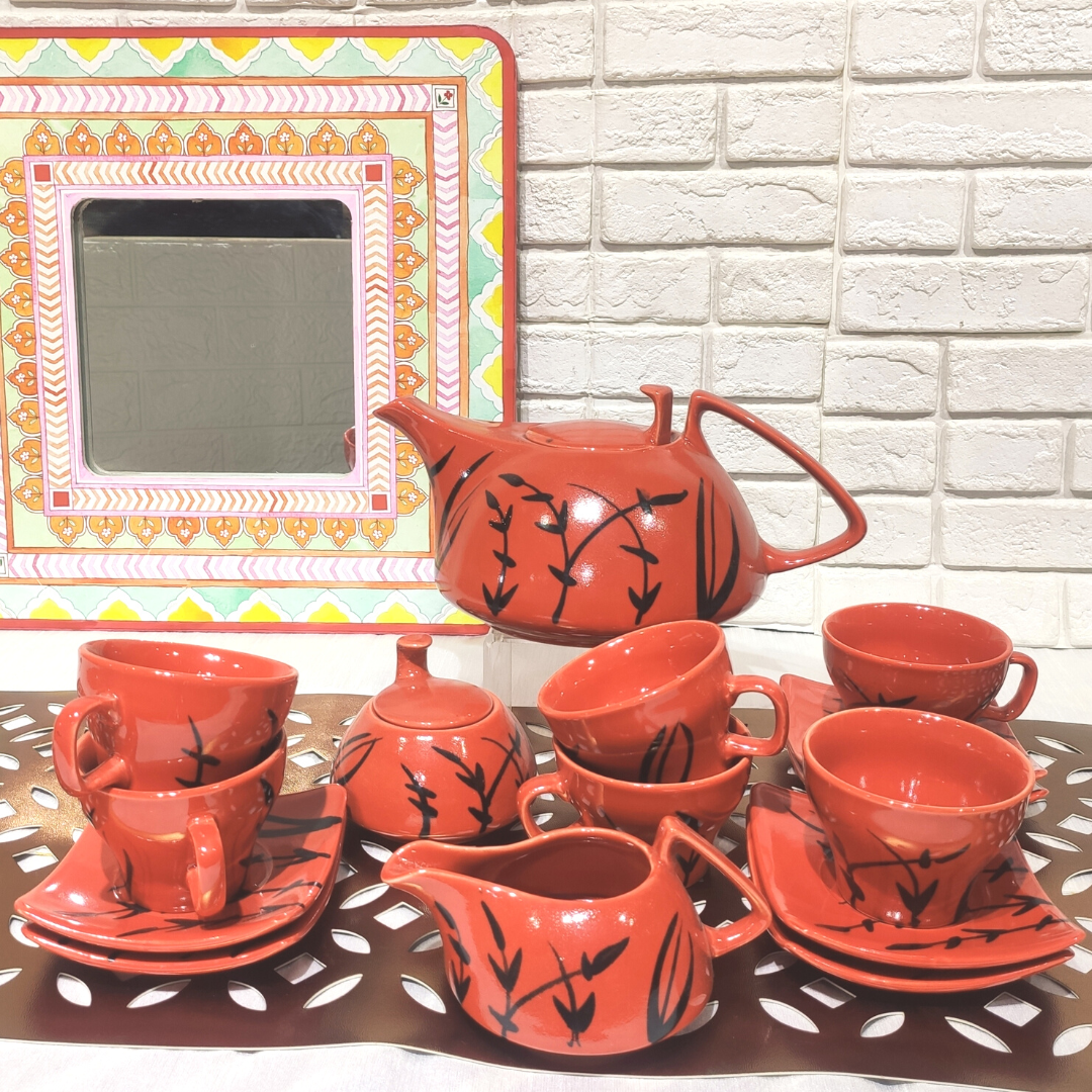Handmade Red Ceramic Kettle sets (Set of 15)