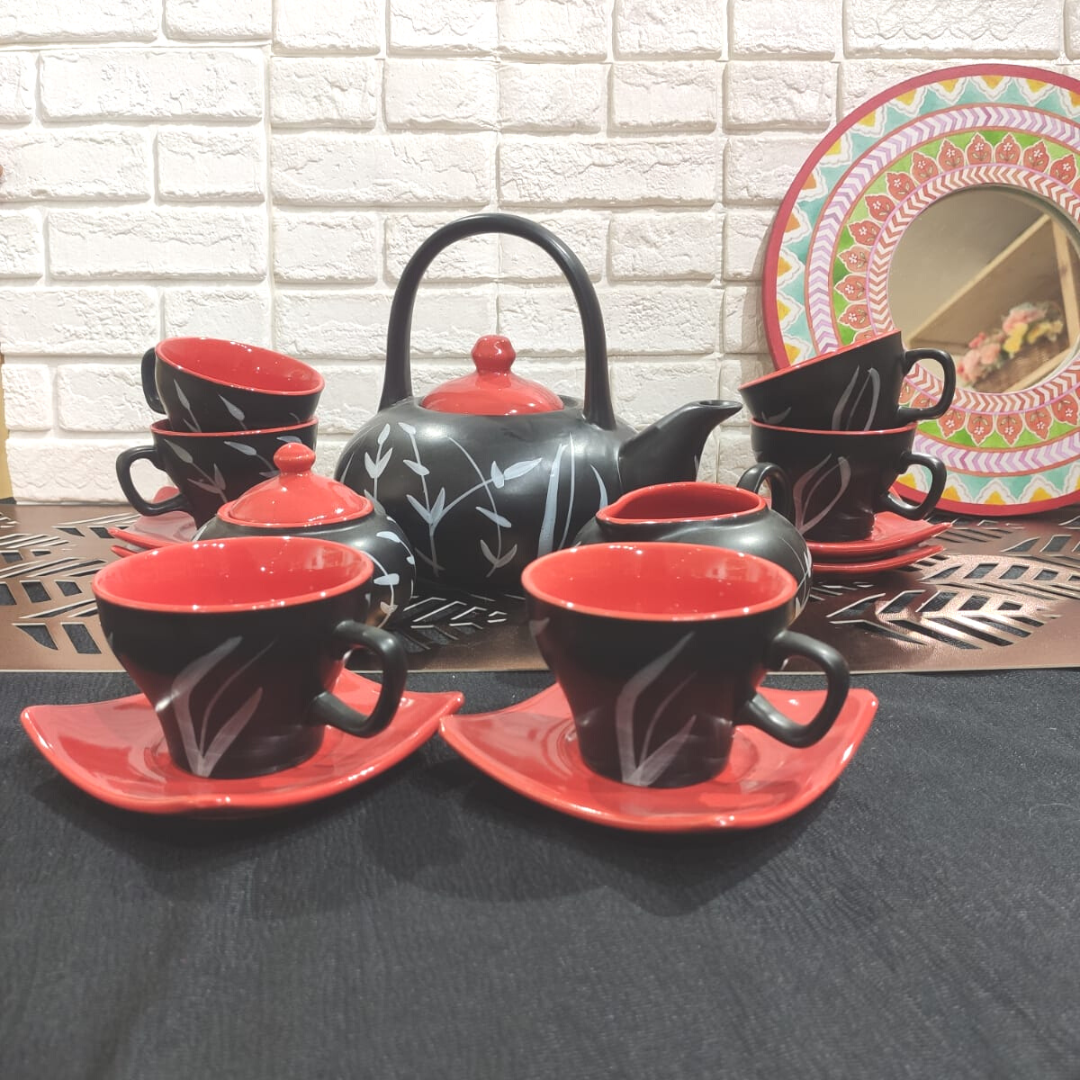 Handmade Black Ceramic Kettle sets (Set of 15)